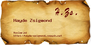 Hayde Zsigmond névjegykártya